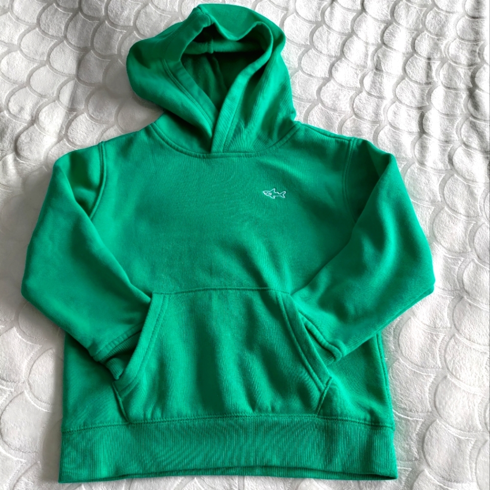 Green fleece hoodie. Size 6